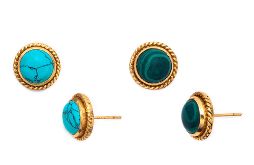 turquoise-malachite-stud-earrings