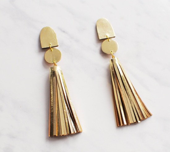 handmade-gold-leather-tassel-earrings-etsy