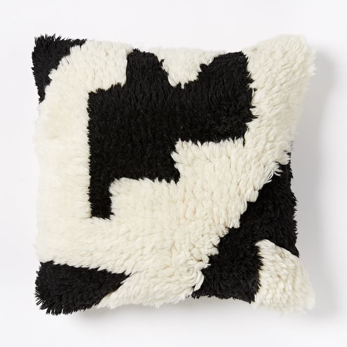 black-white-shag-wool-throw-pillow