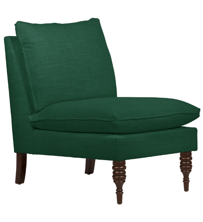 green-linen-slipper-chair