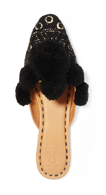 figue-pom-pom-embellished-leather-slippers