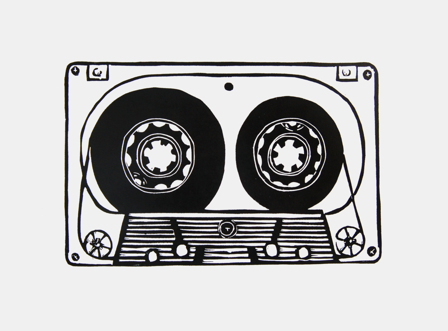 cassette-tape-linocut-art-print