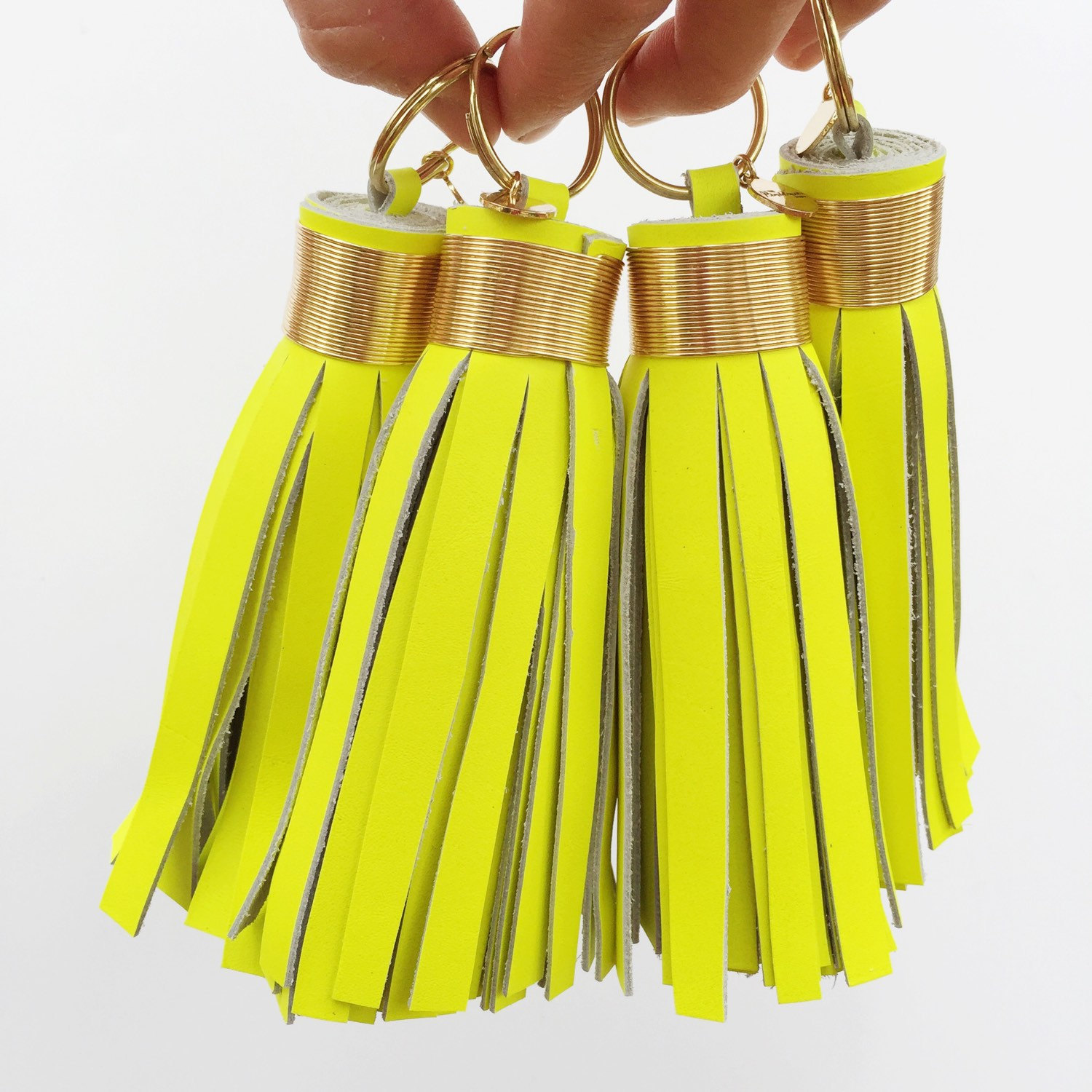 neon-yellow-large-leather-tassel-keychain