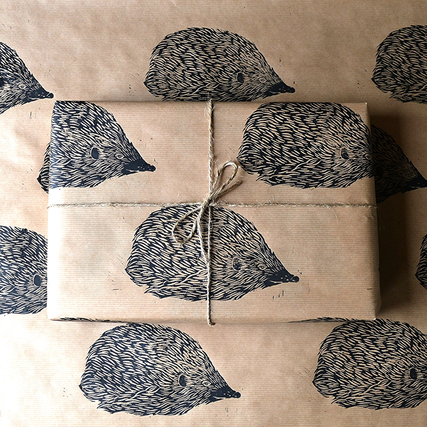hedgehog-hand-printed-christmas-wrapping-paper