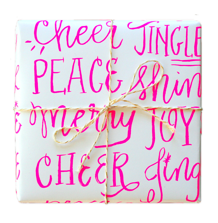 neon-pink-christmas-wrapping-paper