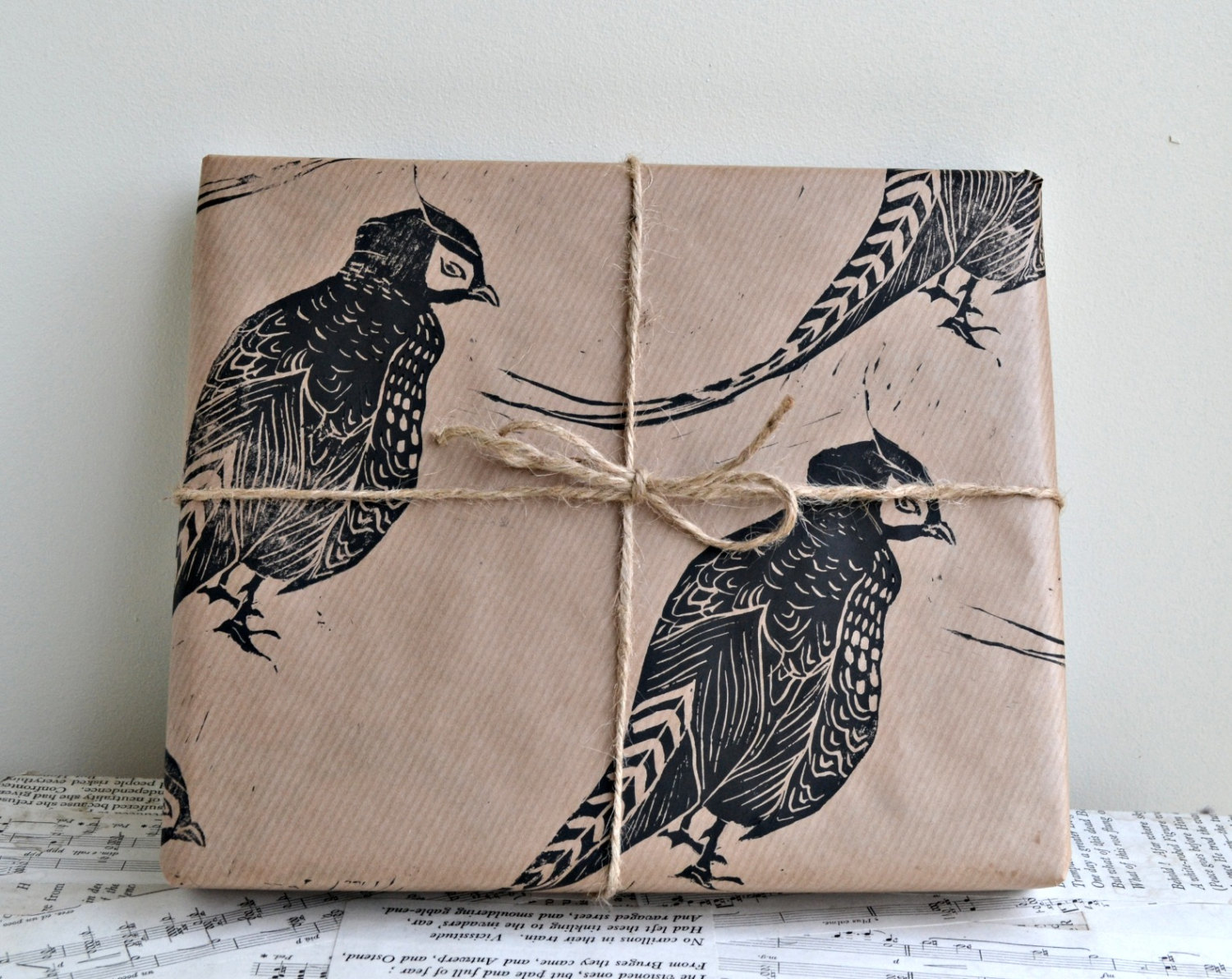 pheasant-hand-printed-wrapping-paper-gift-christmas