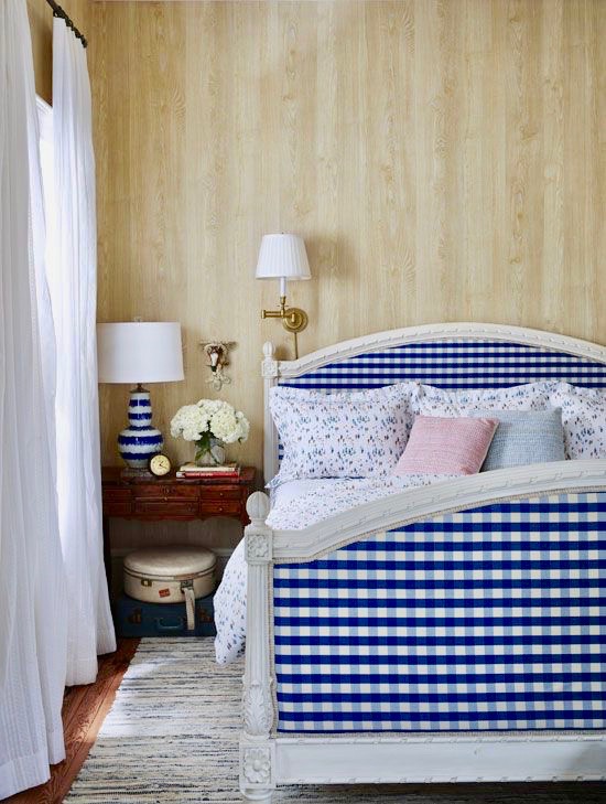 Bailey McCarthy Texas Home Blue Gingham Upholstered Bed