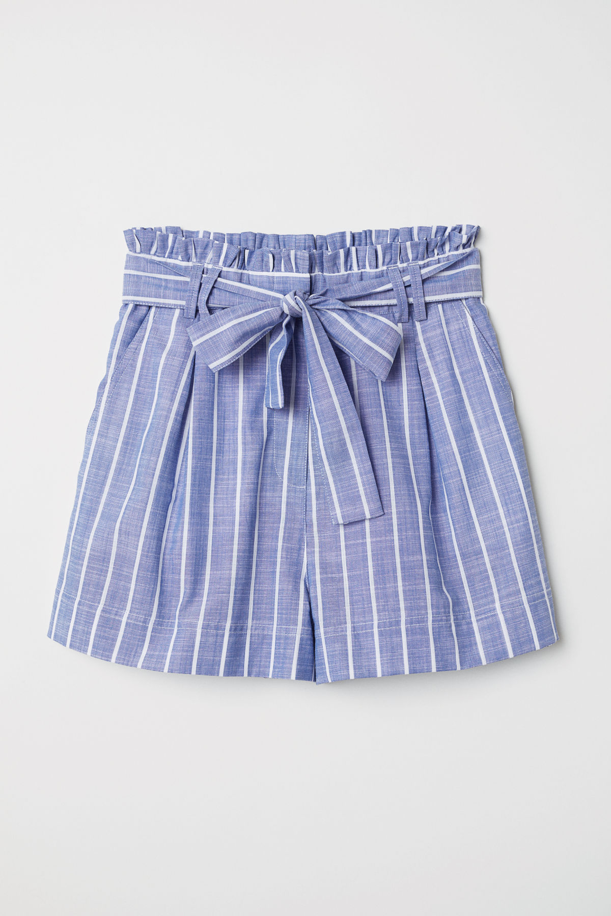 Blue Striped Shorts with Bow