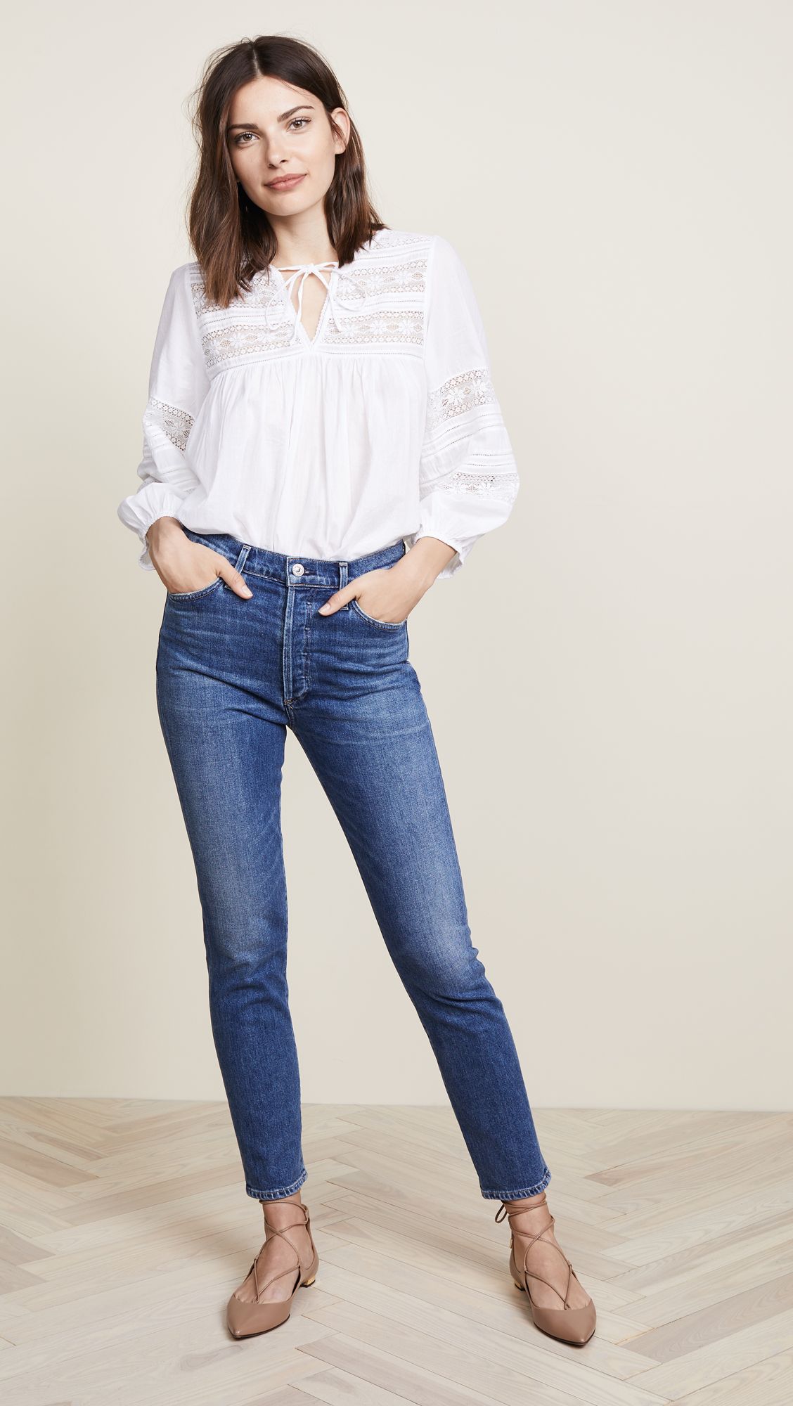 High Rise Ankle Blue Jeans