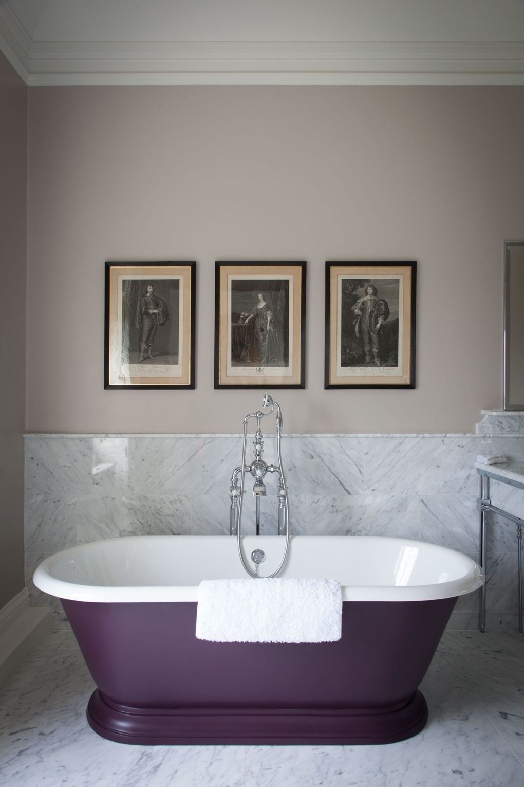 Purple Claw Foot Bathtub Marble Floors Cliveden House Hotel England