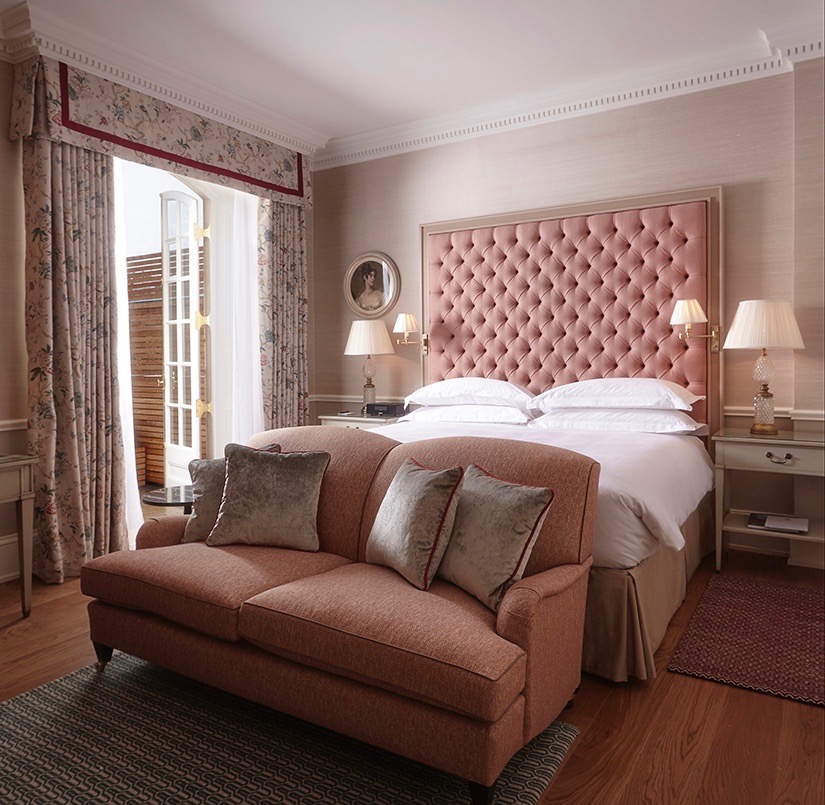 Pink Tufted Upholstered Headboard Cliveden House Hotel Room England