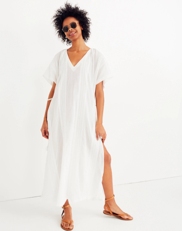 White Cover Up Maxi Dress with Side Tassel Ties