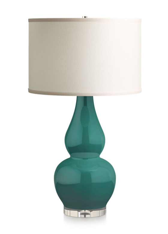 Teal Blue Green Double Gourd Ceramic Table Lamp with Acrylic Base