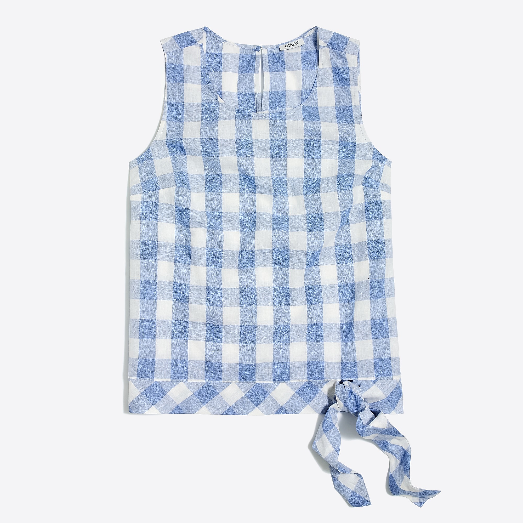 Blue Gingham Tank Top with Bow Tie