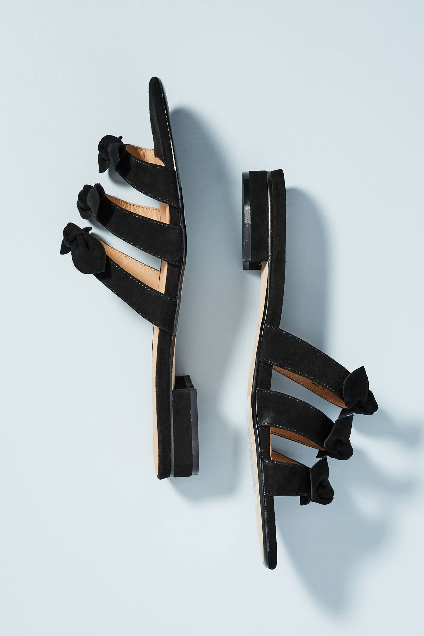 Black Slide Sandals with Bows