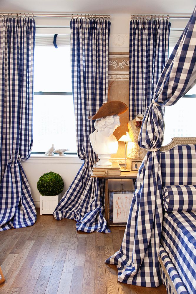 Gingham Curtains in the Manhattan Apartment of Fashion Designer Hervé Pierre
