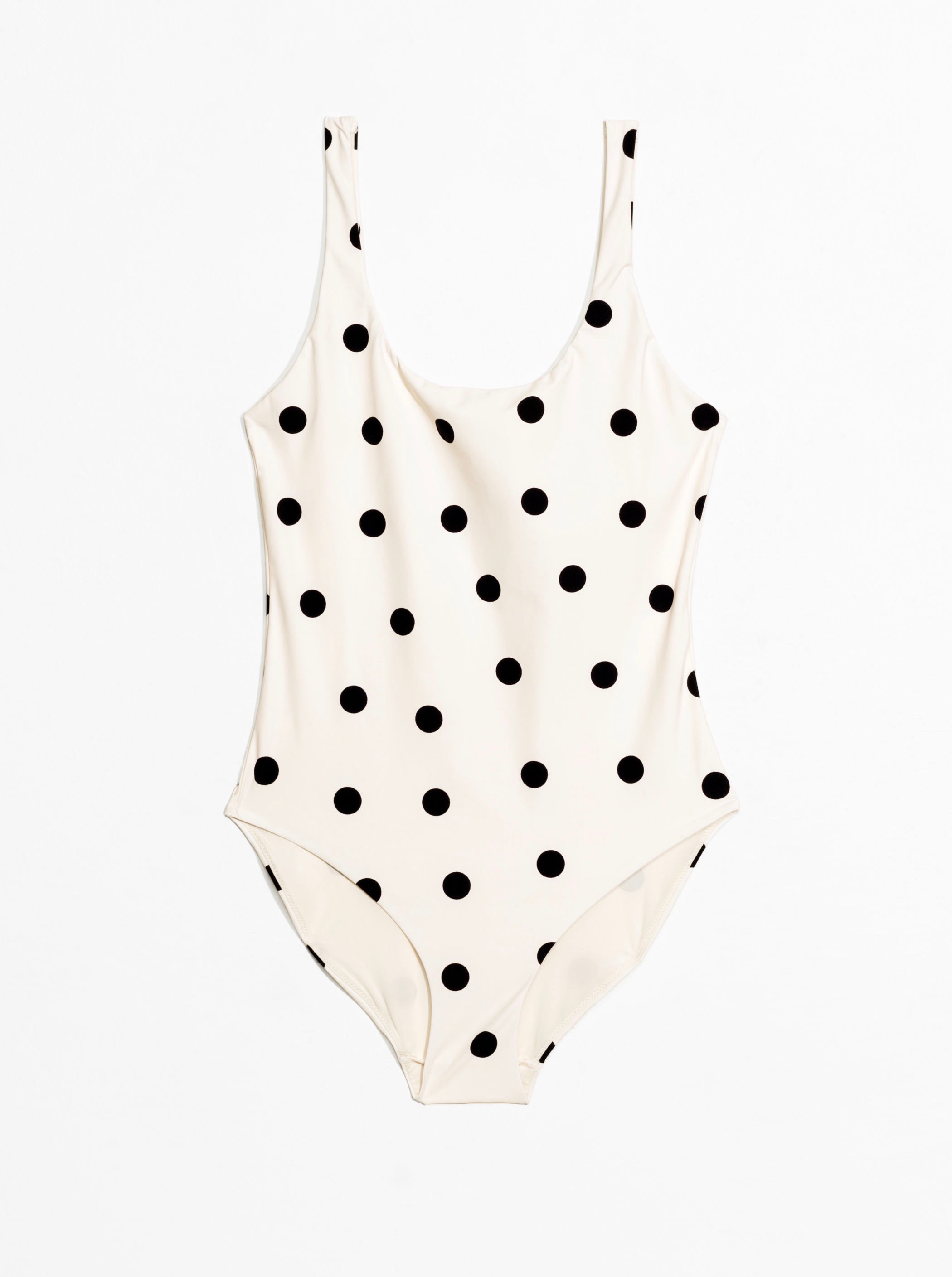 Polka Dot One-Piece Swimsuit Black and White Scoop Back