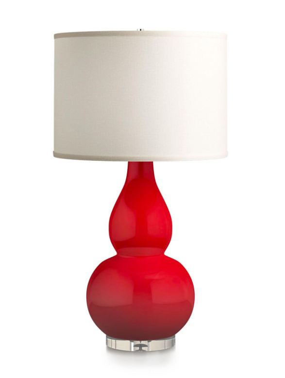 Red Ceramic Double Gourd Table Lamp Acrylic Base