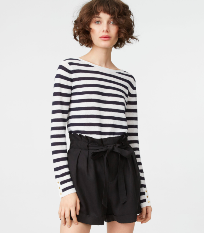 Sailor Stripe Sweater with Gold Buttons