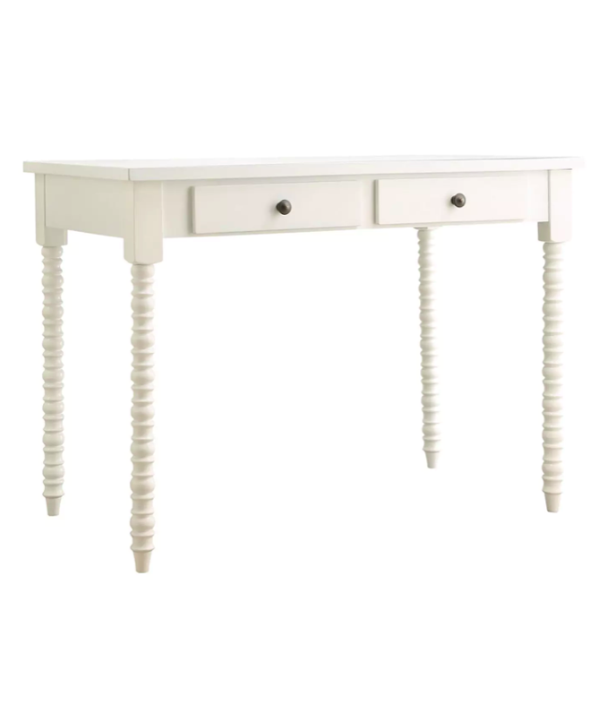 White Spindle Leg Writing Desk Rustic