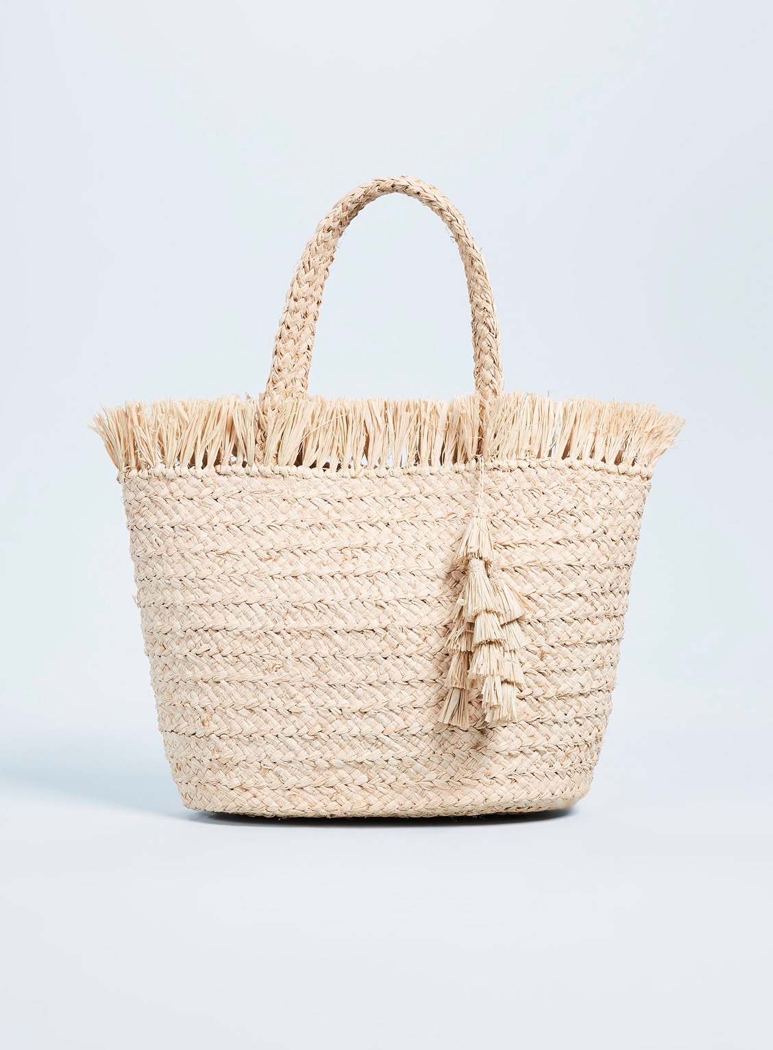 Frayed Top Straw Tote