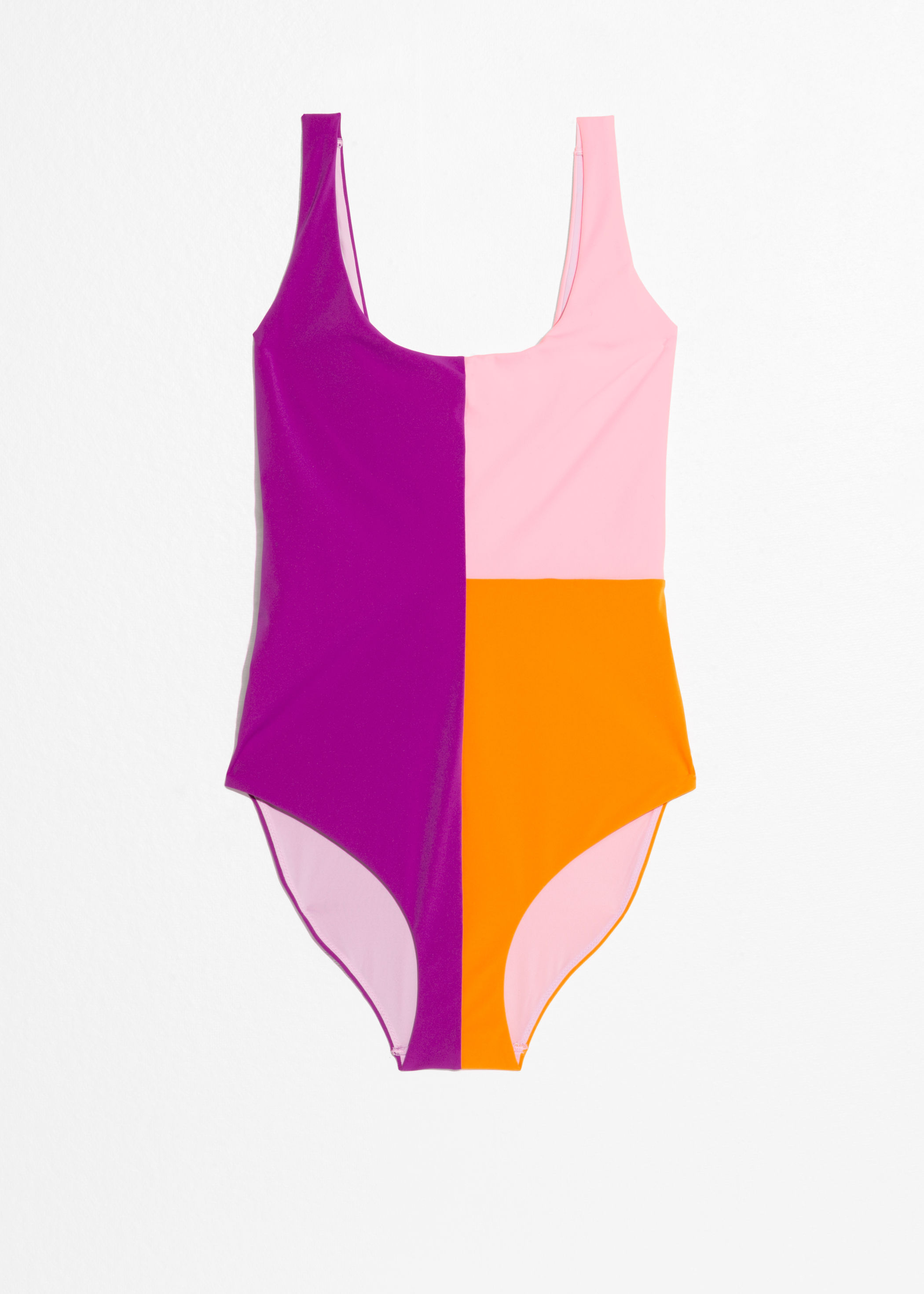 Pink Color Block One Piece Swimsuit
