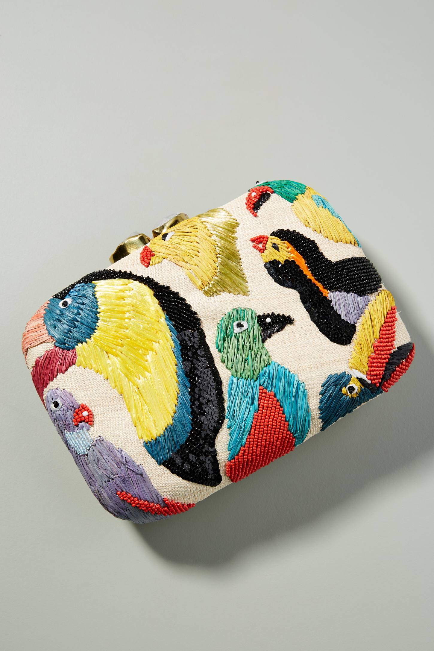 Embroidered Bird Clutch