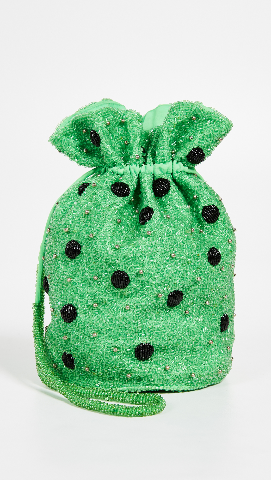 Green Beaded Polka Dot Bucket Bag Ganni