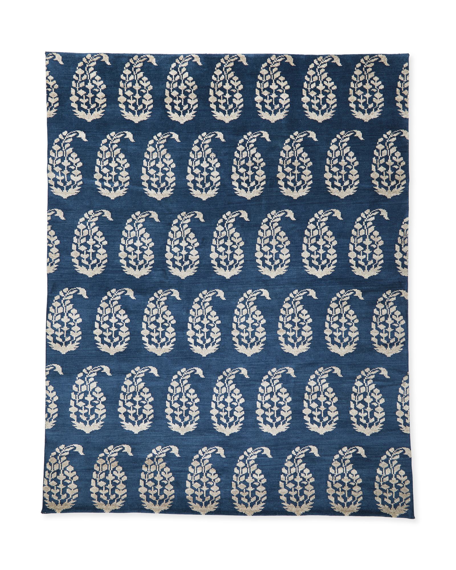 Navy Blue Hand Knotted Paisley Rug
