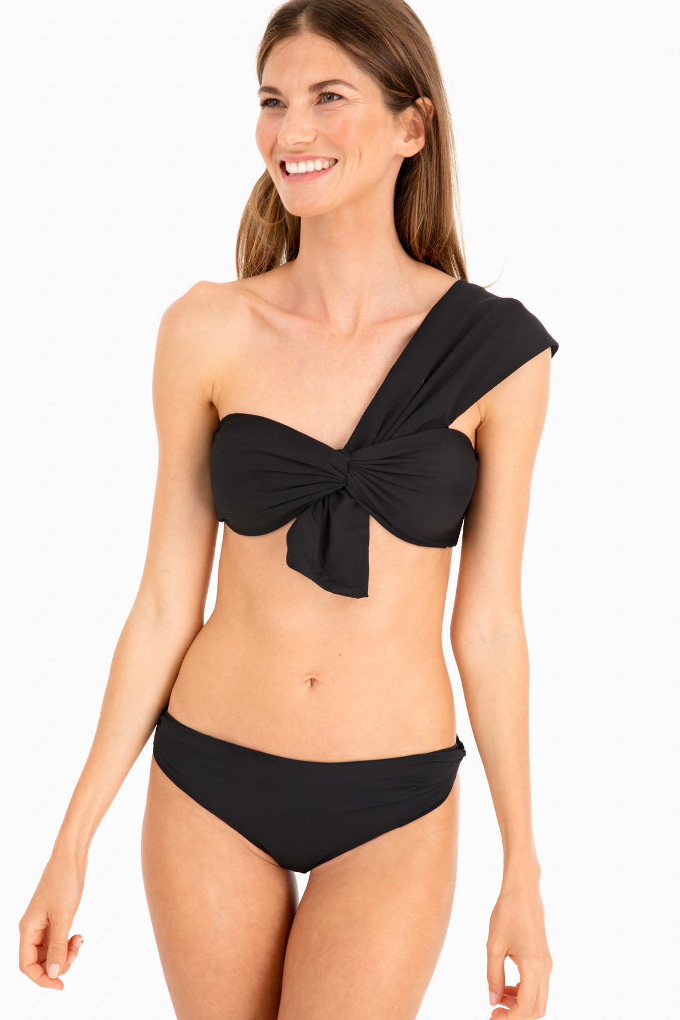 Black One-Shoulder Bikini Top Marysia Swim