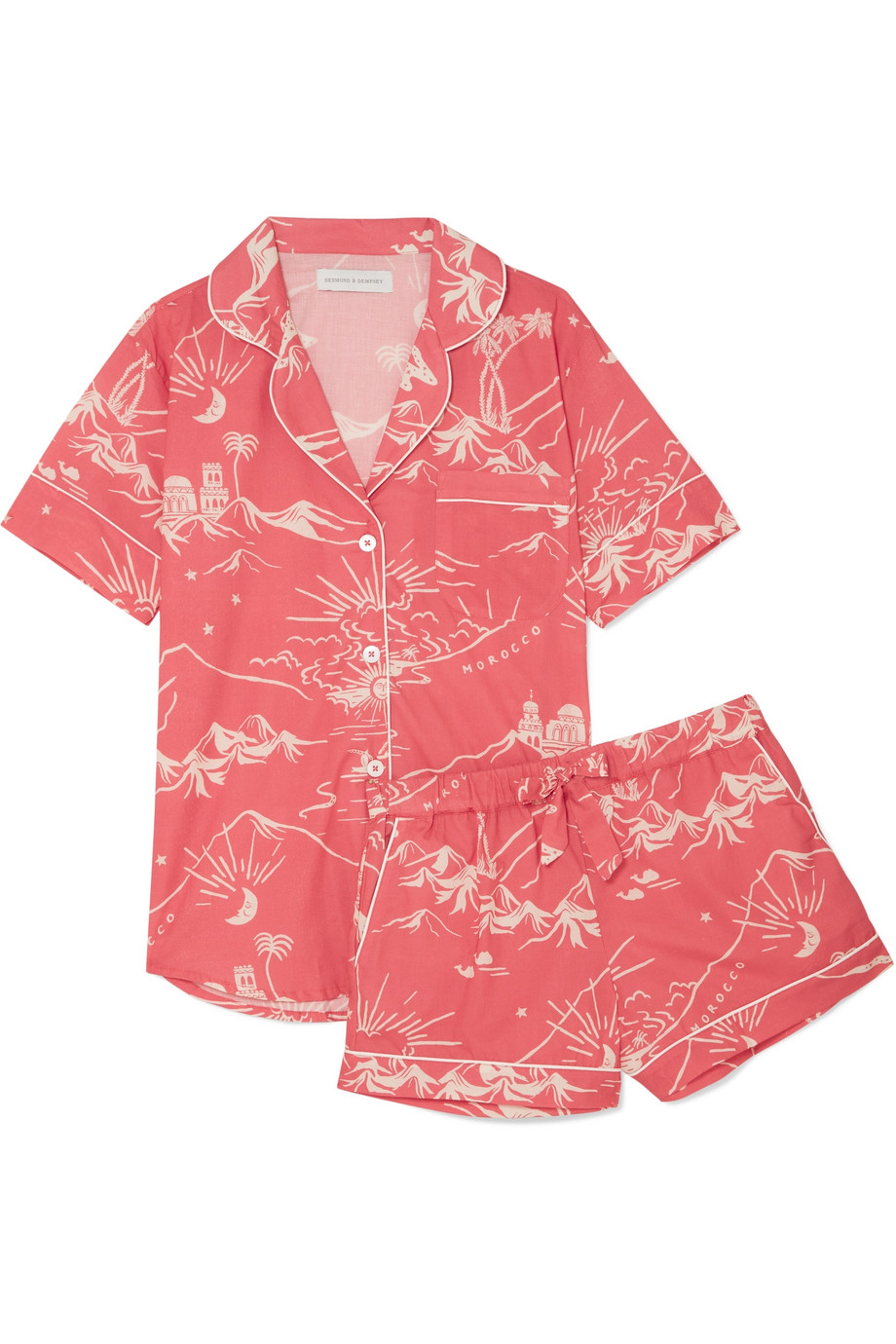 Pink Morocco Printed Cotton Pajamas Short Sleeve Shorts