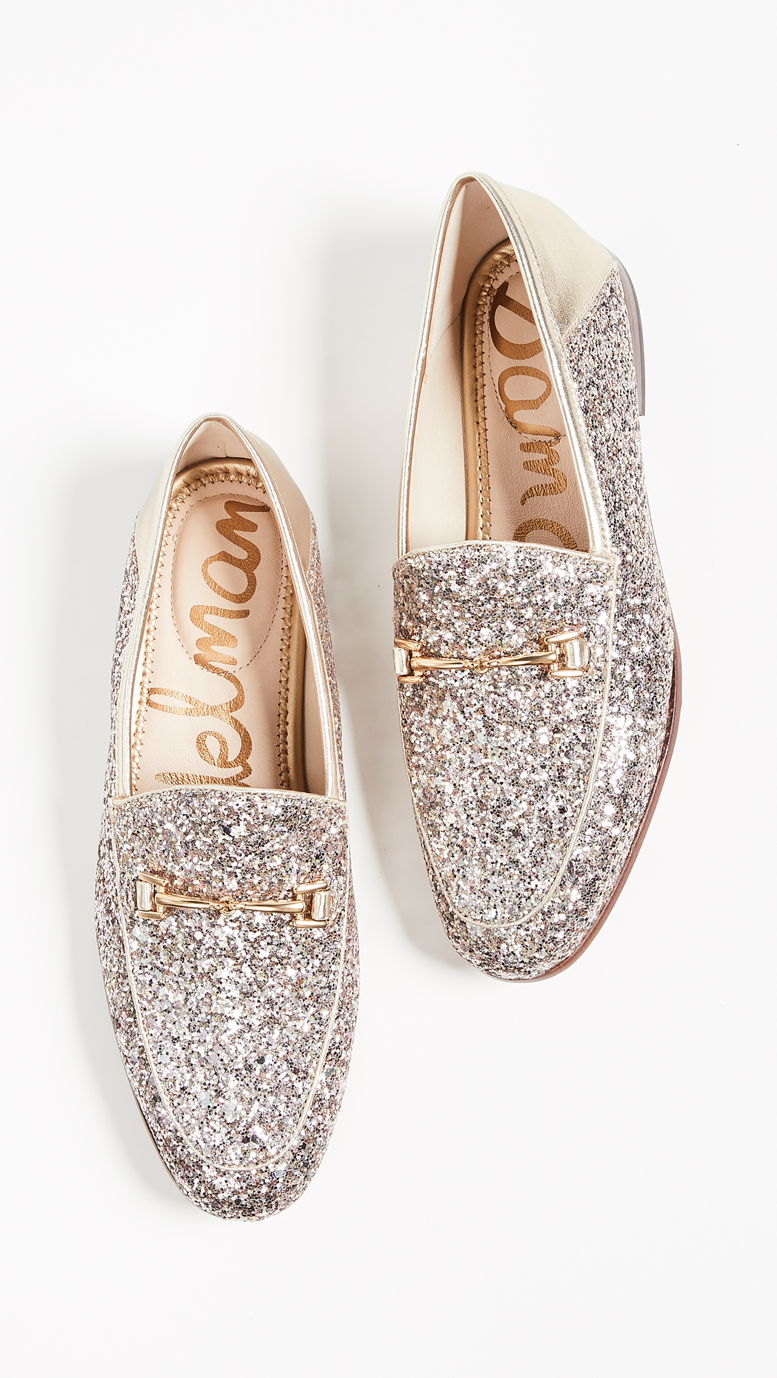 Silver Glitter Loafers Gold