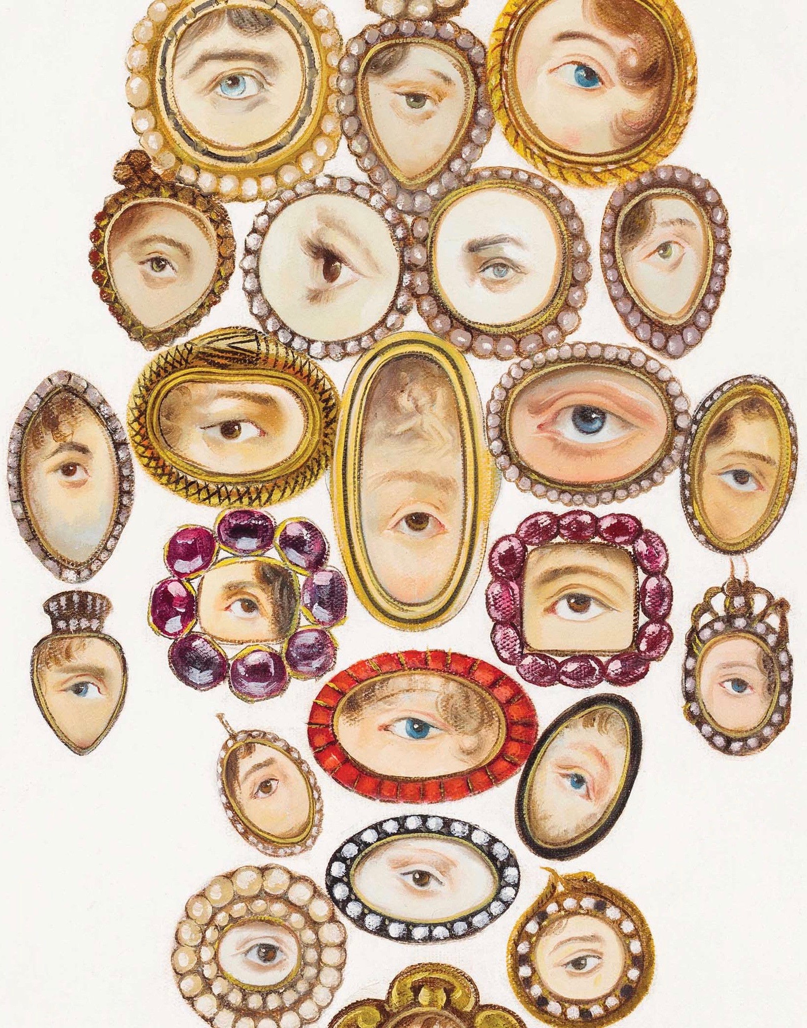 Lover's Eye miniature antique jewelry brooches pendants Victorian 