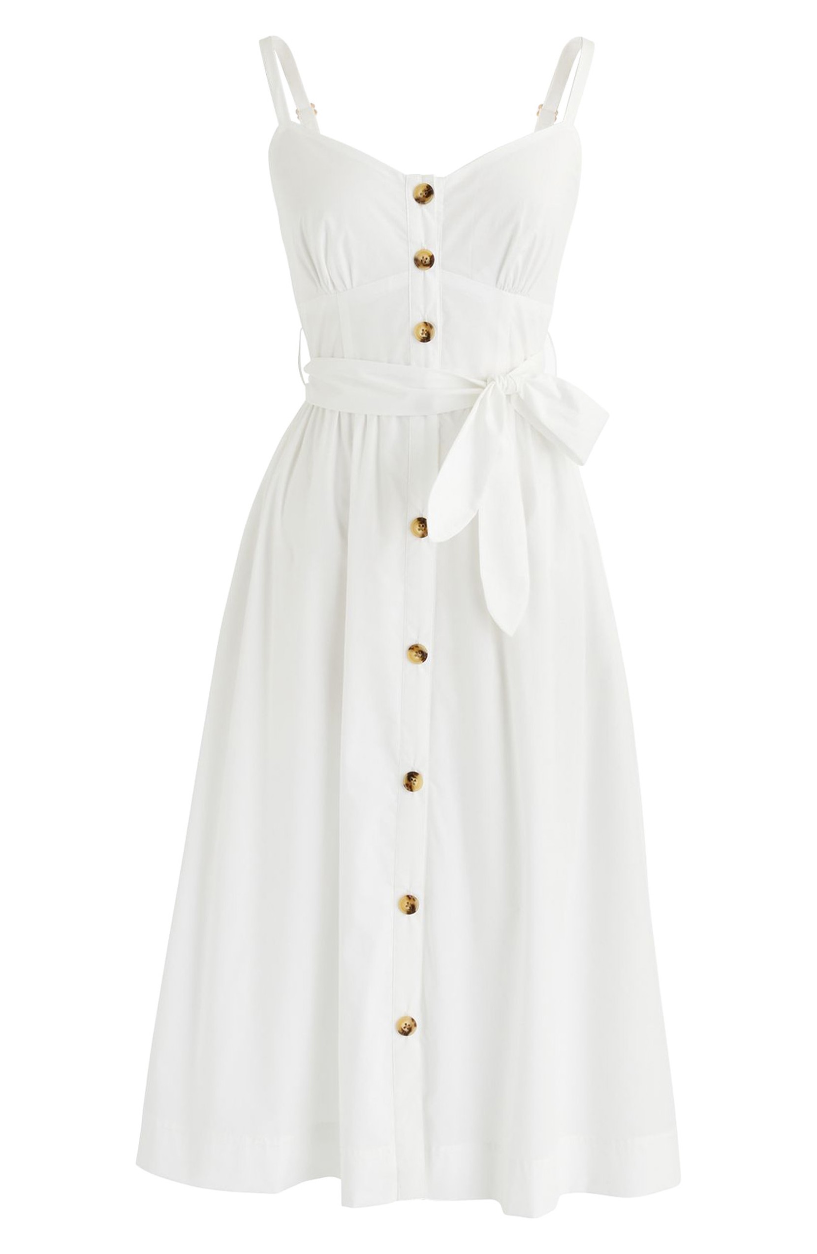 Button Front White Poplin Dress