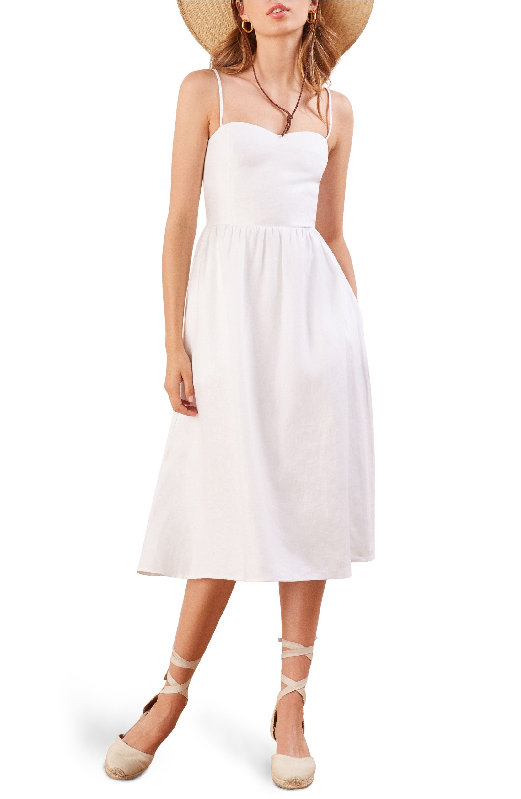 White Linen Midi Dress