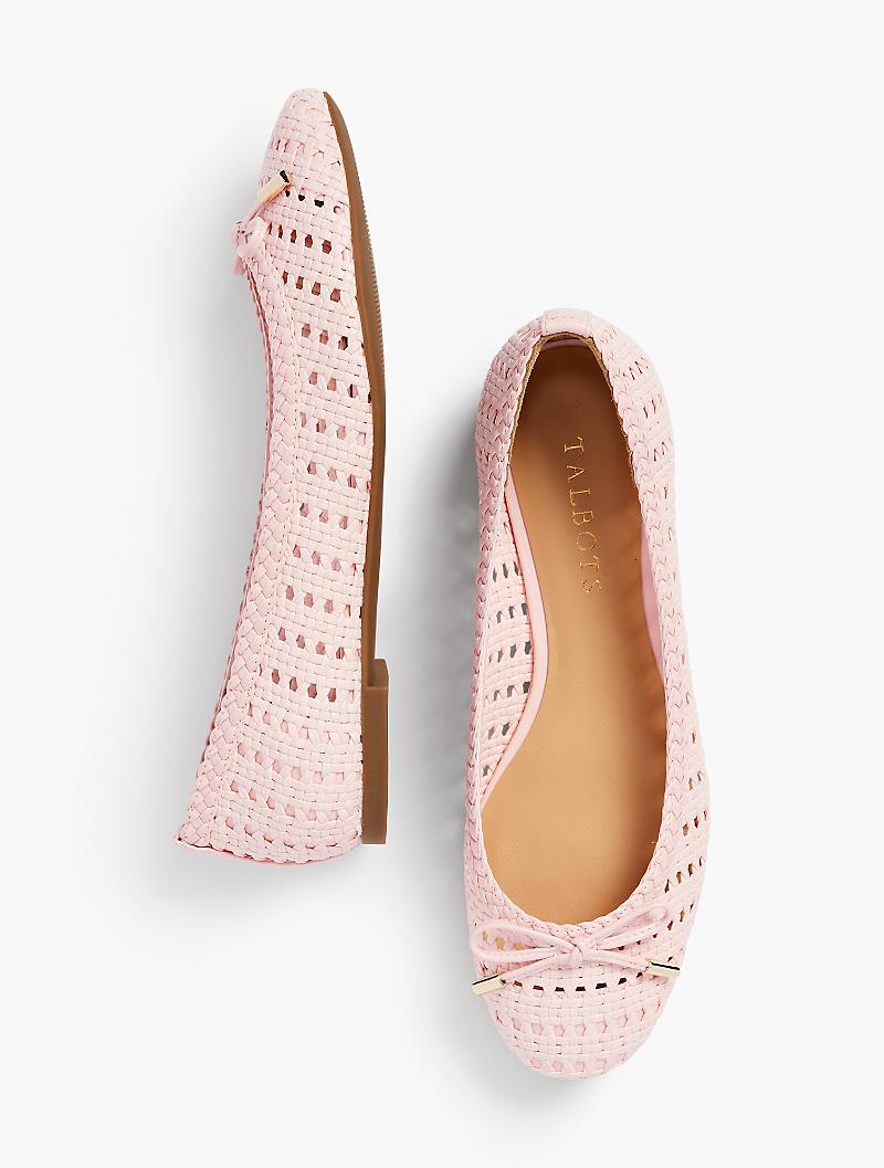 Pink Woven Basketweave Ballet Flats