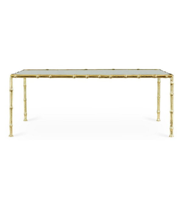 Gold Faux Bamboo Coffee Table Brass