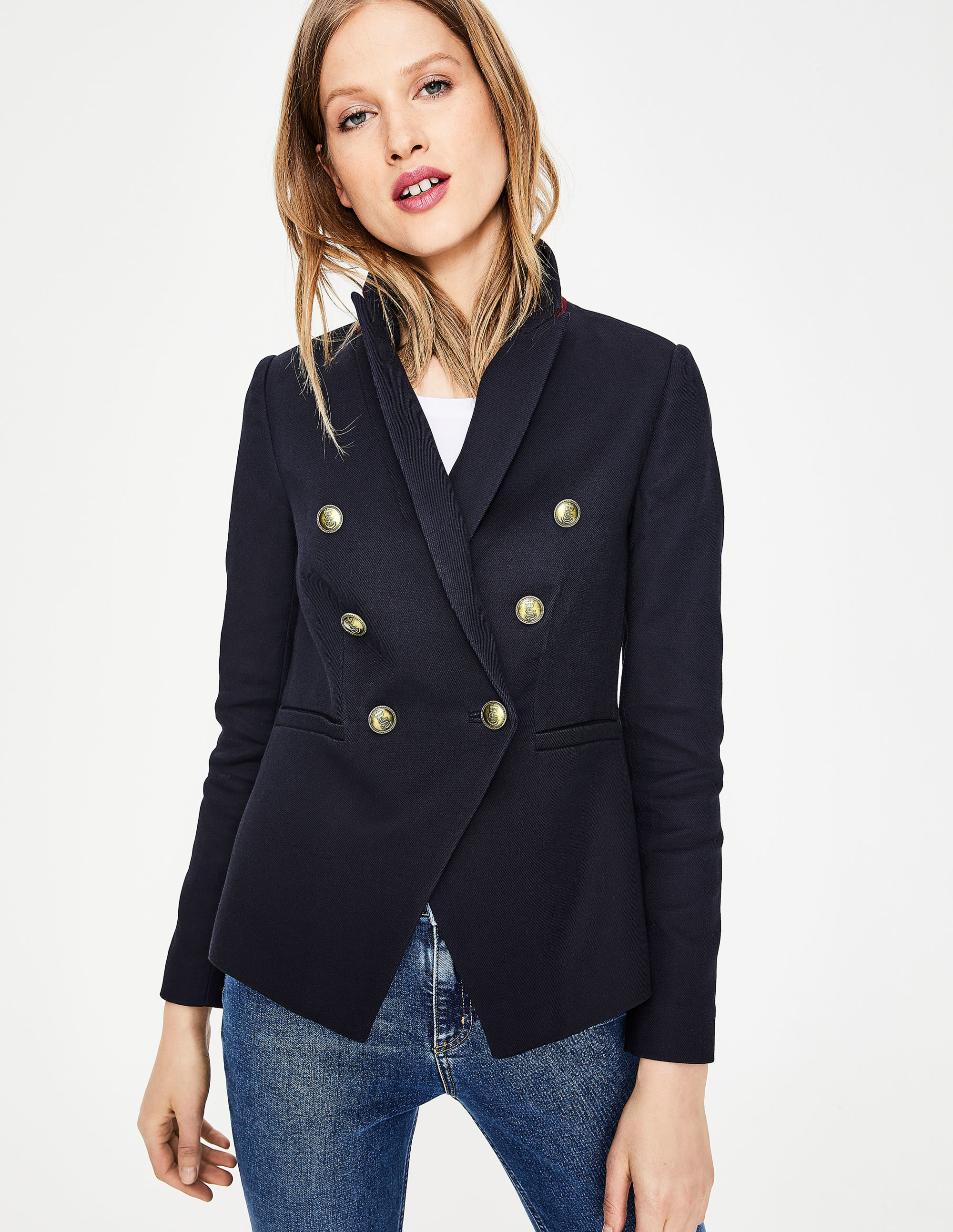 Navy Blue Blazer with Gold Buttons