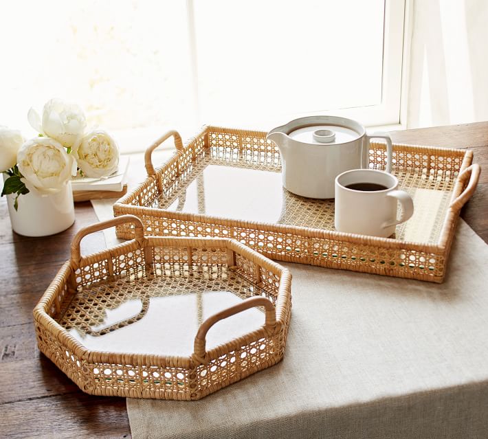 Cane and Rattan Tray by Sarah Bartholomew for Pottery Barn