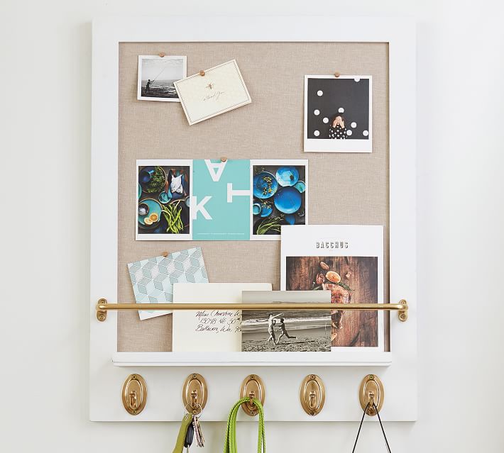 Pin Board with Brass Hooks by Sarah Bartholomew for Pottery Barn