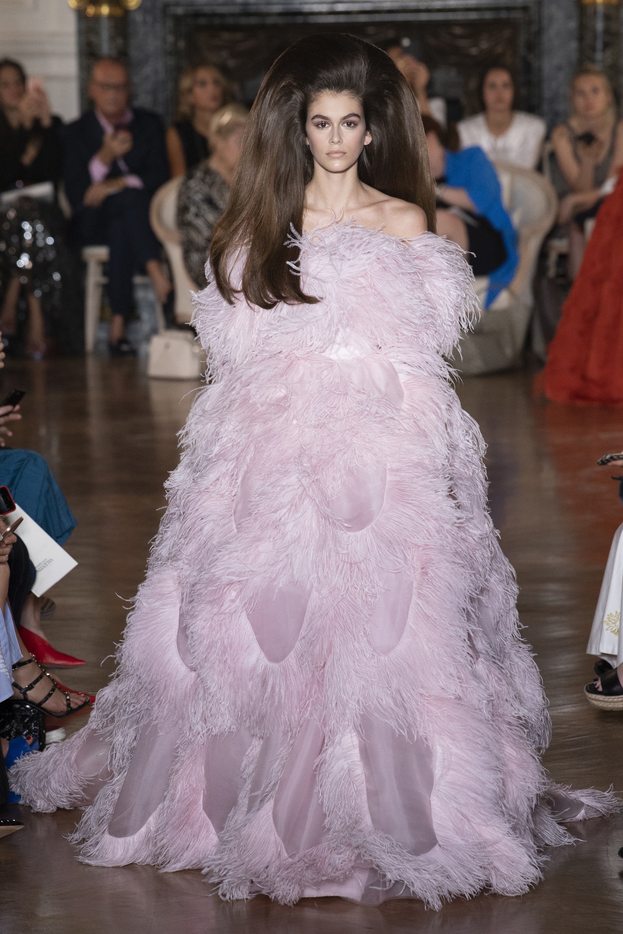 Pink Feather Gown at Valentino Couture Fall 2018