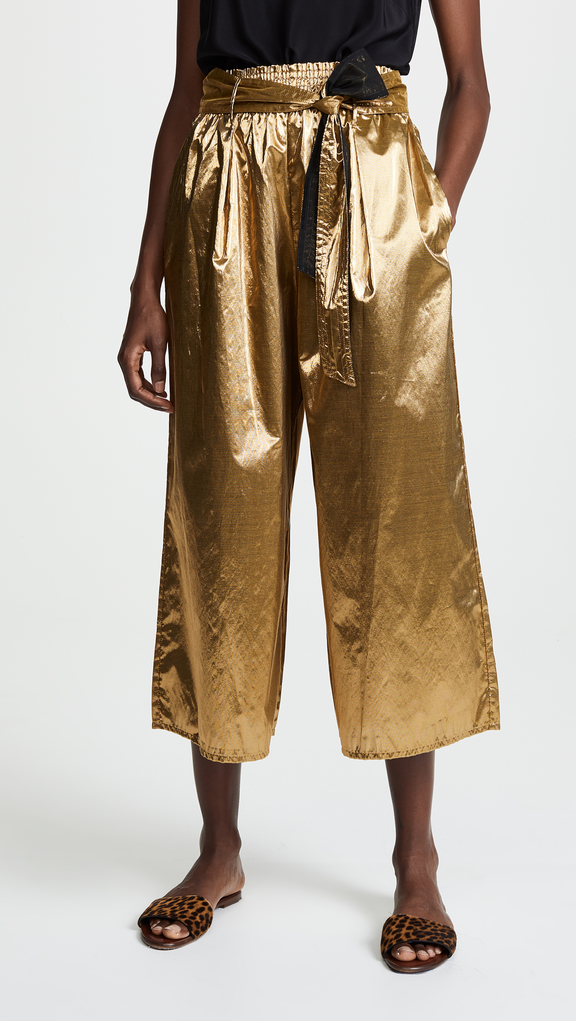 Gold Taffeta Lurex Pants