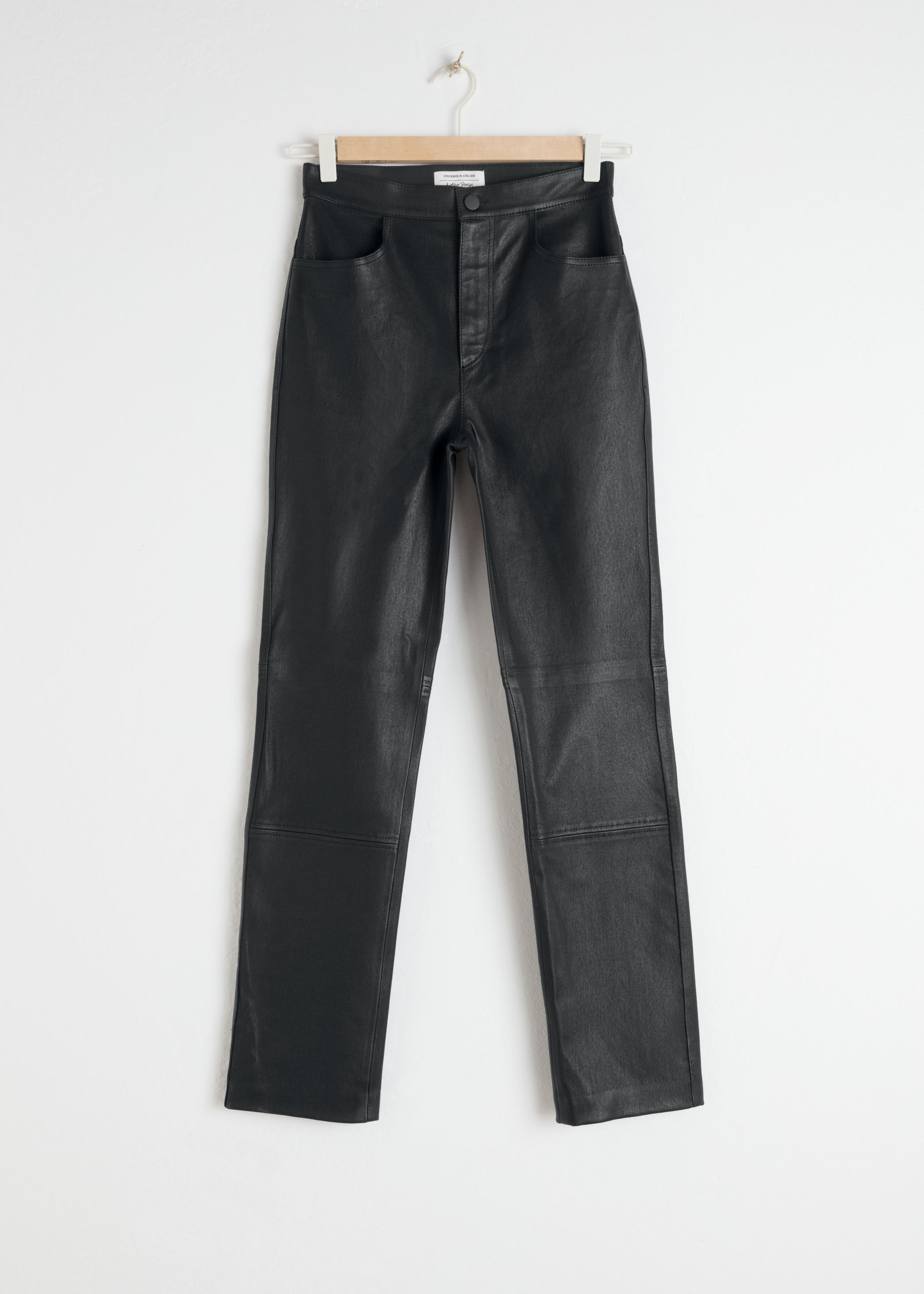 High Waisted Black Leather Pants