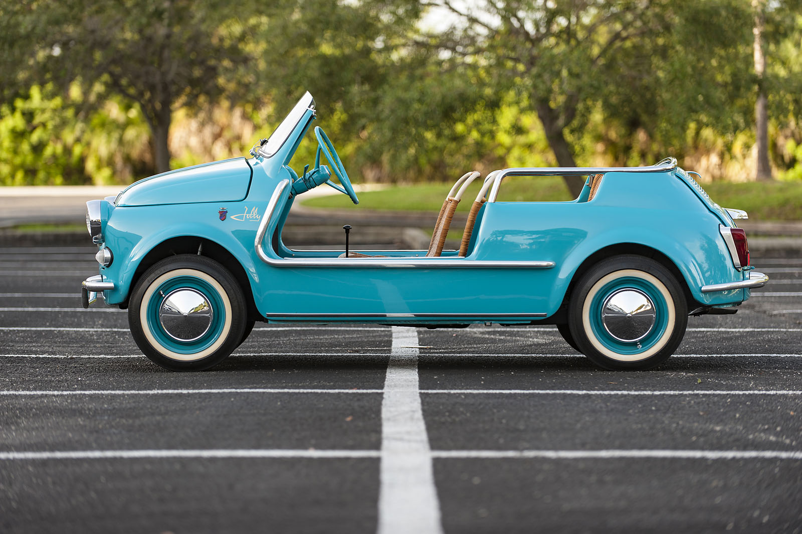 Turquoise Blue Fiat 500 Jolly Convertible