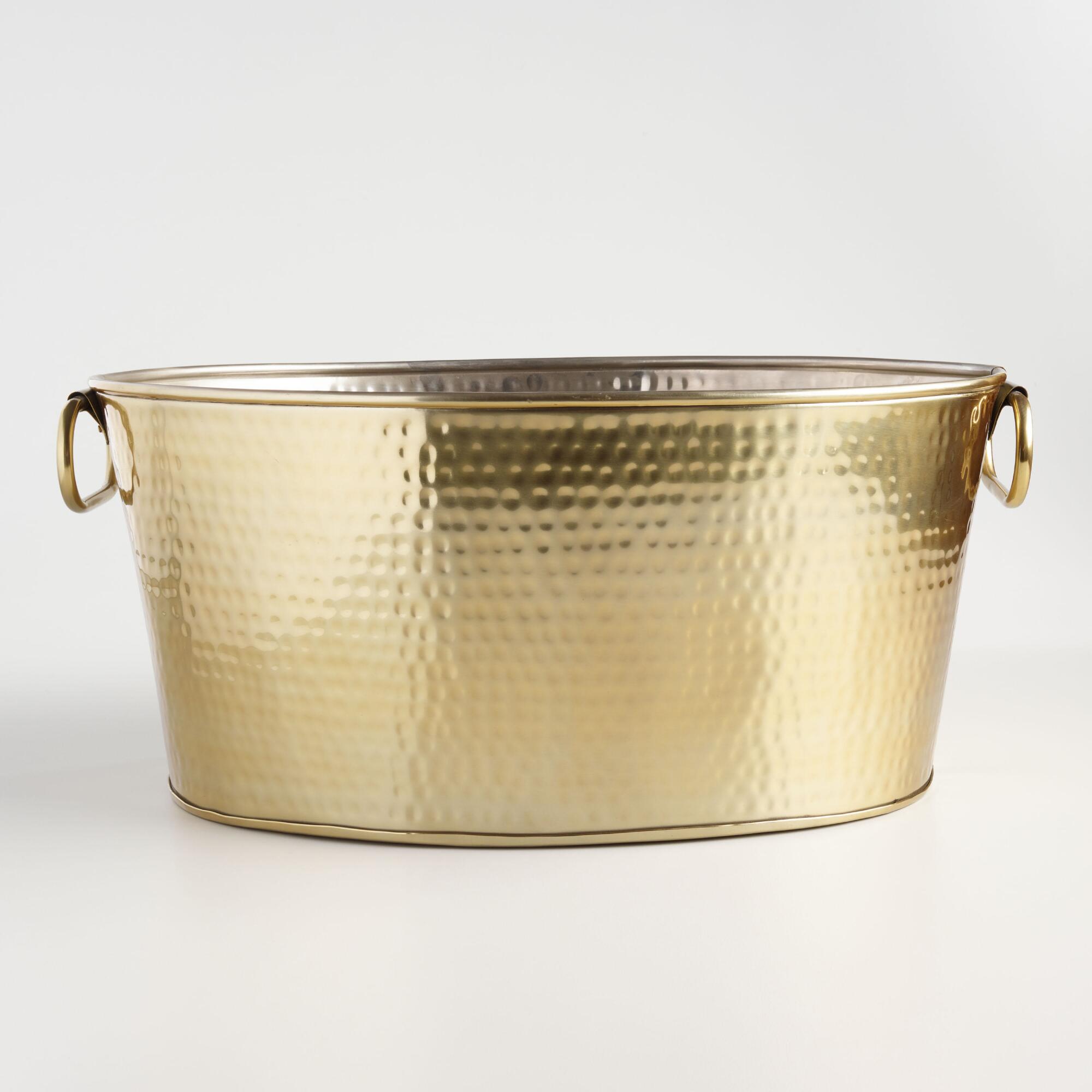 Hammered Gold Stainless Steel Beverage Tub