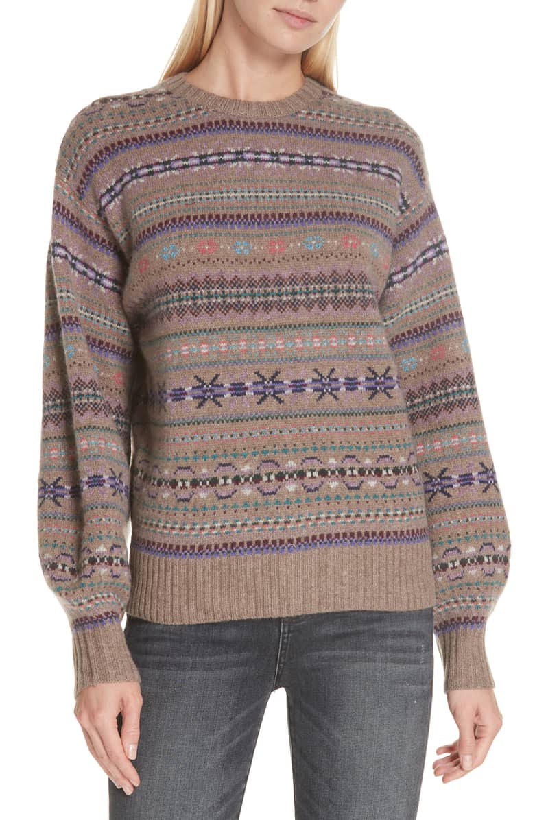 Fair Isle Sweater Wool Cashmere Mohair Blend