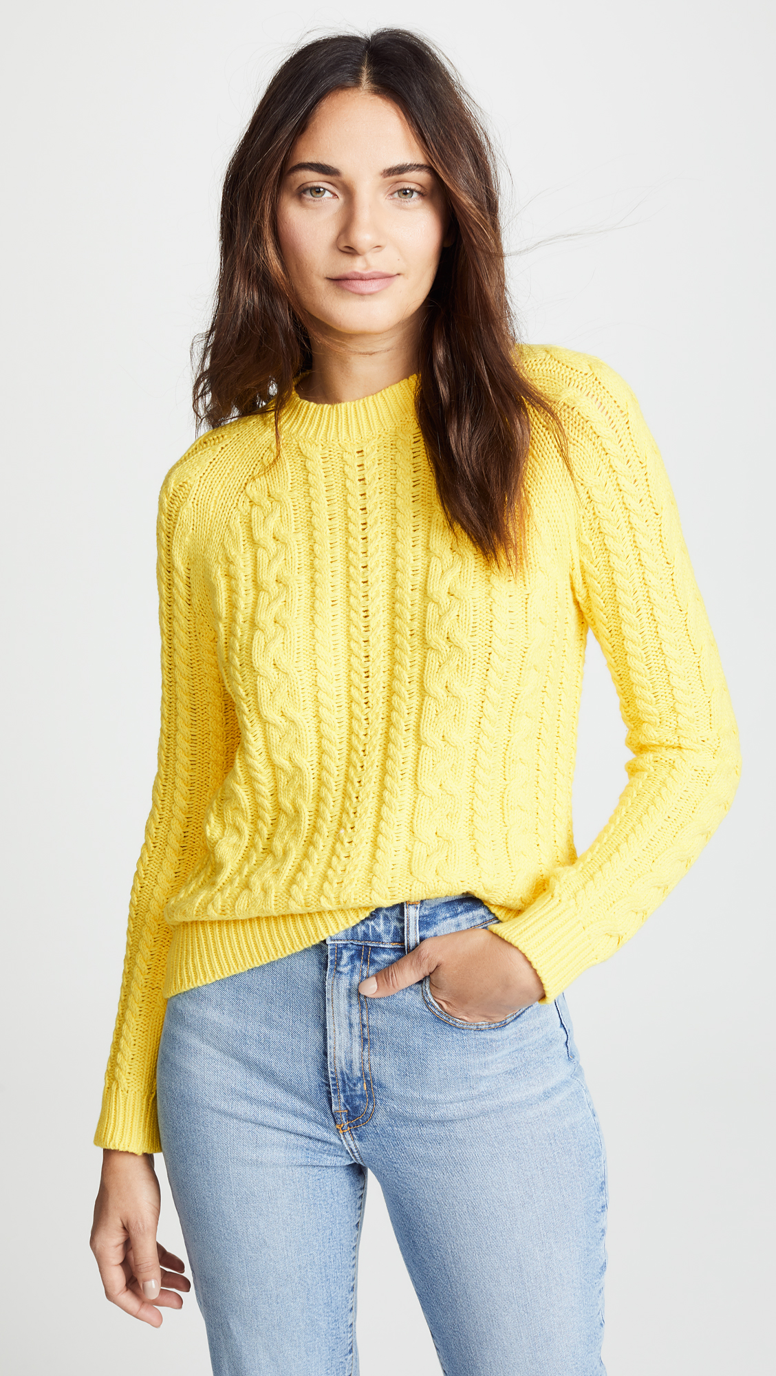 Yellow Cable Knit Sweater