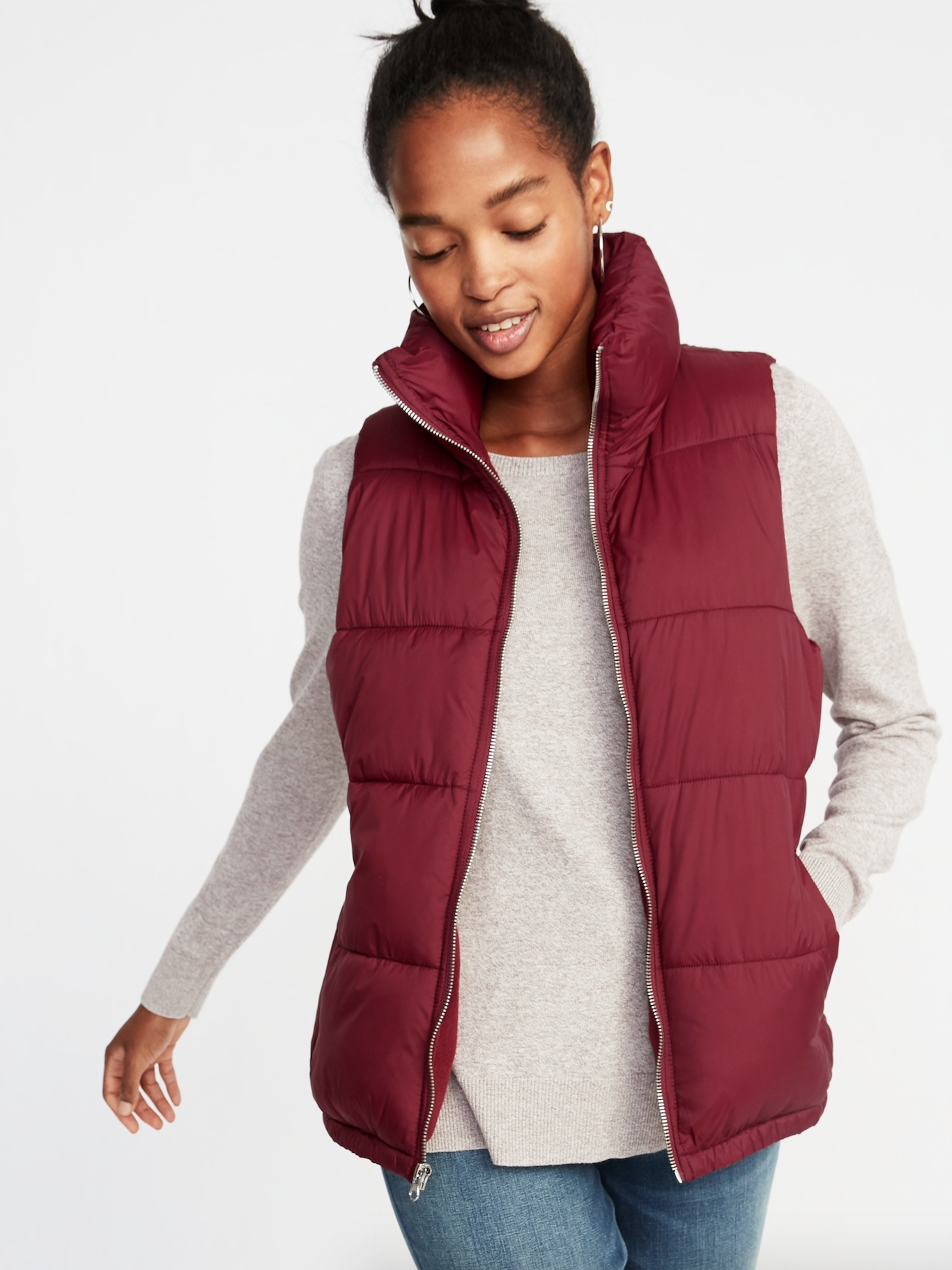 Red Fitted Puffer Vest