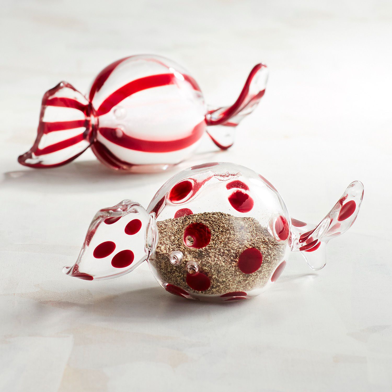 Glass Candy Salt and Pepper Shakers