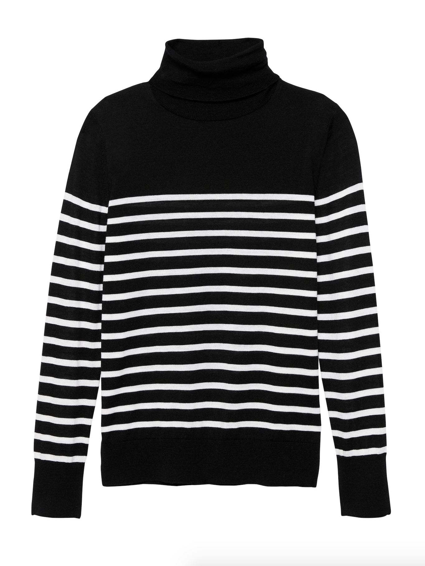 Merino Wool Stripe Turtleneck Sweater